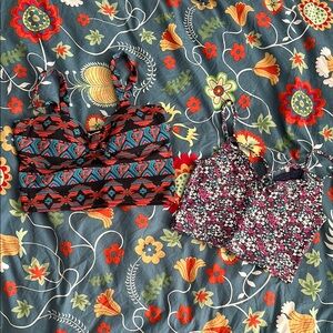 Floral and Geometric Print Women's Bralette Set